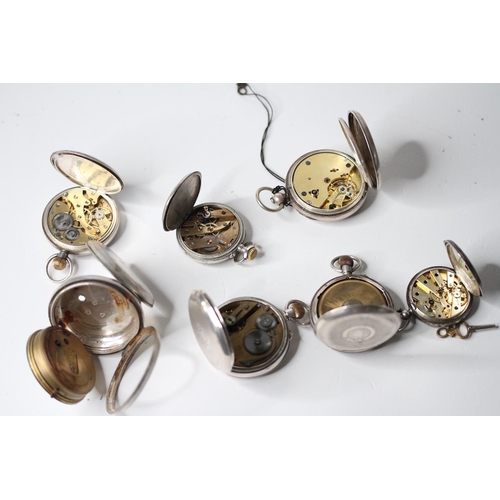 141 - *TO BE SOLD WITHOUT RESERVE* BAG OF 7 SILVER CASE POCKET WATCHES, variety of open hunter pocket watc... 