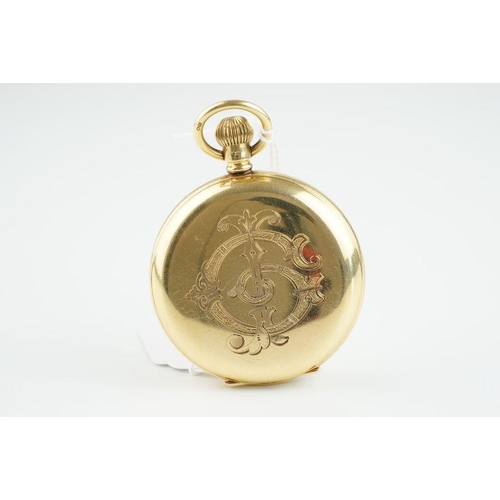 152 - VINTAGE MUIR & SON GLASGOW 18CT GOLD POCKET WATCH, circular white dial with roman numeral hour marke... 