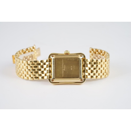 159 - MID SIZE VACHERON CONSTANTIN 18CT GOLD AUTOMATIC TOLEDO WRISTWATCH, rectangular two tone dial with a... 