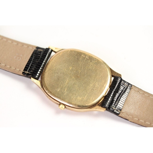 166 - VINTAGE 9CT OMEGA DRESS WATCH REFERENCE 192.0065,  grey textured dial, baton hour markers,  date ape... 