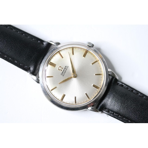 17 - VINTAGE OMEGA AUTOMATIC BUMPER MOVEMENT REFERENCE 2398-1, circular sunburst silver dial with baton h... 