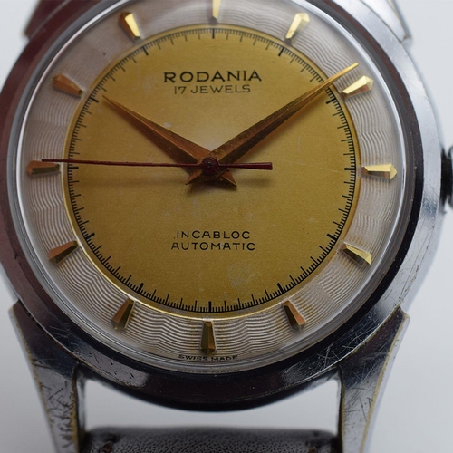 184 - *TO BE SOLD WITHOUT RESERVE*GENTLEMAN'S RODANIA SECTOR TEXTURED DIAL FANCY LUGS, CIRCA. 1950S, circu... 