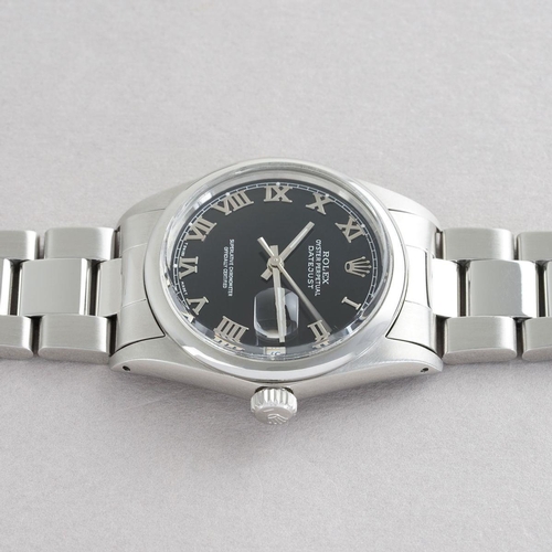 187 - GENTLEMENS ROLEX OYSTER PERPETUAL DATEJUST WRISTWATCH REF. 16014 CIRCA, circular black gloss dial wi... 