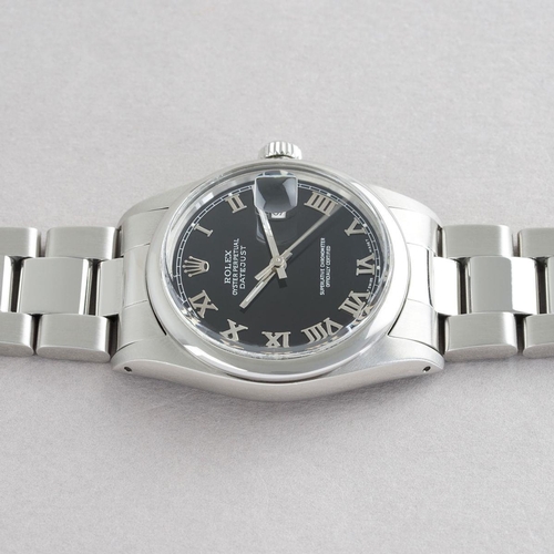 187 - GENTLEMENS ROLEX OYSTER PERPETUAL DATEJUST WRISTWATCH REF. 16014 CIRCA, circular black gloss dial wi... 