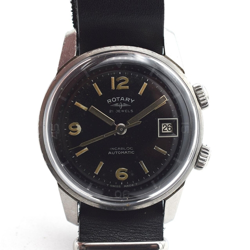 210 - RARE GENTLEMAN'S ROTARY COMPRESSOR DIVING 1042 WITH ETA 2452, CIRCA. 1960S, circular glossy black di... 