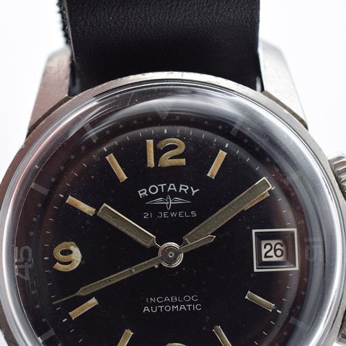 210 - RARE GENTLEMAN'S ROTARY COMPRESSOR DIVING 1042 WITH ETA 2452, CIRCA. 1960S, circular glossy black di... 