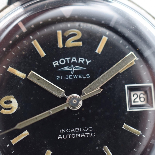 210 - RARE GENTLEMAN'S ROTARY COMPRESSOR DIVING 1042 WITH ETA 2452, CIRCA. 1960S, circular glossy black di... 