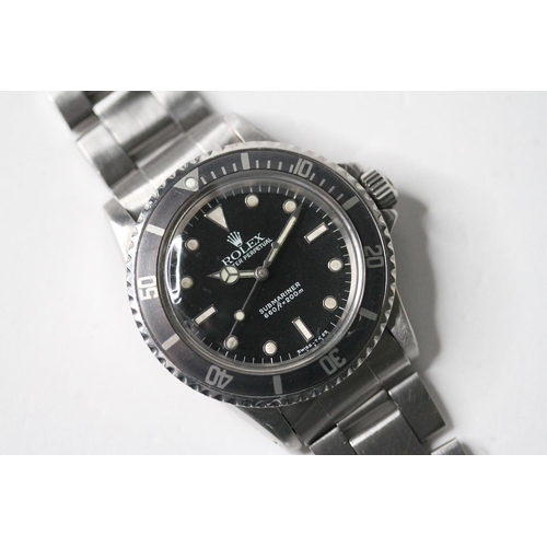 3 - VINTAGE ROLEX SUBMARINER REFERENCE 5513 CIRCA 1975, circular black with applied hour markers, merced... 