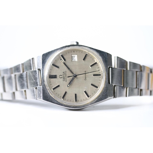 53 - OMEGA GENEVE AUTOMATIC, silvered dial, baton hour markers, date aperture, 34mm case screw down case ... 