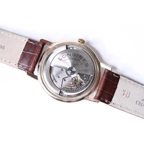 59 - VINTAGE 9CT LONGINES FLAGSHIP AUTOMATIC REFERENCE 3403, circular silver dial with baton and arabic n... 