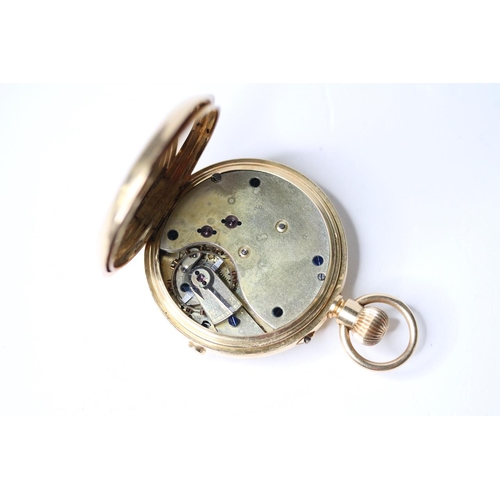 67 - VINTAGE 18CT POCKET WATCH CHRONOGRAPH, circular white dial with roman numeral hour markers, two subs... 