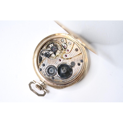 7 - RARE 9CT C.BUCHERER'S ROLEX POCKET WATCH WITH BOX, circular silver dial with Art Deco arabic numeral... 