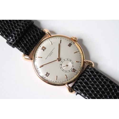 80 - VINTAGE 18CT ROSE GOLD VACHERON CONSTANTIN, circular silver dial with baton and roman numeral hour m... 
