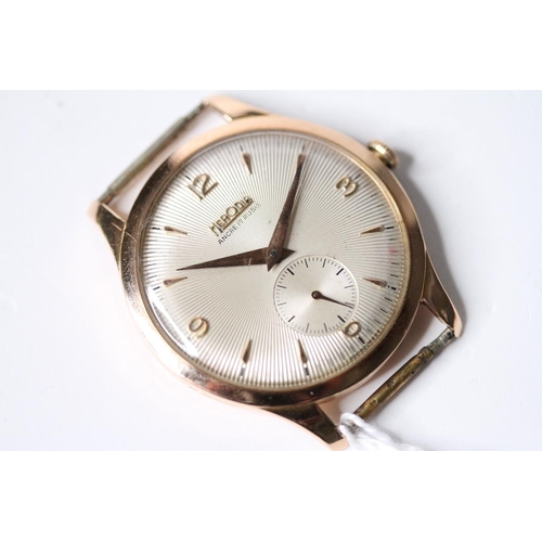 82 - VINTAGE 18CT HERODIA OVERSIZE WRIST WATCH, circular cream dial with baton and arabic numeral hour ma... 
