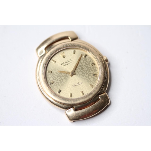 84 - VINTAGE 18CT ROLEX CELLINI QUARTZ WATCH REFERENCE 6622, circular champagne dial with baton hour mark... 