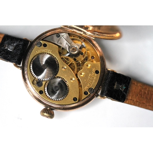 91 - *TO BE SOLD WITHOUT RESERVE* WW1 WALTHAM WRIST WATCH, circular white dial with roman numeral hour ma... 