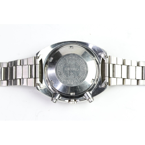 1 - VINTAGE SEIKO 'POGUE' DAY DATE CHRONOGRAPH 6139-6002, circular blue discoloured dial with baton hour... 