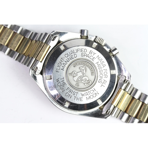 10 - OMEGA SPEEDMASTER PROFESSIONAL STEEL AND GOLD DD 145.022 CIRCA 1983, circular golden dial with baton... 