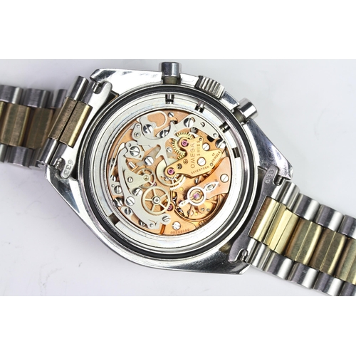 10 - OMEGA SPEEDMASTER PROFESSIONAL STEEL AND GOLD DD 145.022 CIRCA 1983, circular golden dial with baton... 