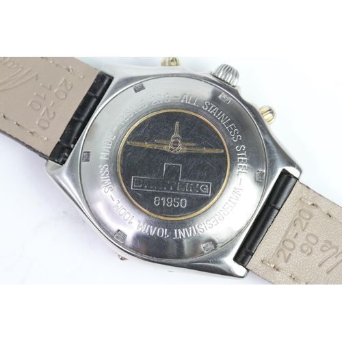 14 - BREITLING CHRONOMAT PROTOTYPE 81950 CIRCA 1984, circular black dial with baton hour markers, three s... 
