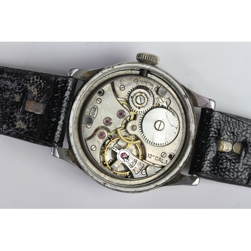 18 - DOXA GERMAN MILITARY WWII WATCH, black dial with Arabic numerals, outer track, subsidiary seconds di... 