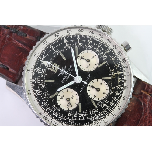 2 - VINTAGE BREITLING NAVITIMER 806 CIRCA 1964, circular gloss black dial with baton hour markers, three... 
