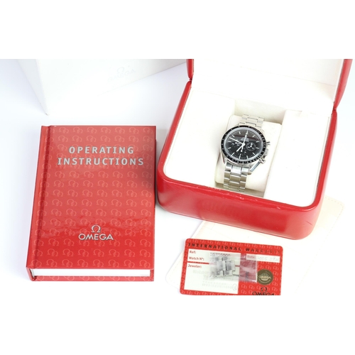 23 - OMEGA SPEEDMASTER PROFESSIONAL BOX AND PAPERS 2005, circular black dial with baton hour markers, chr... 