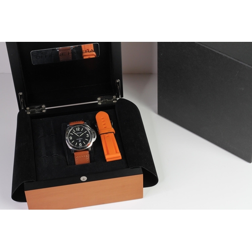24 - PANERAI LUMINOR BASE LOGO WITH BOX AND RUBBER STRAP PAM00000, circular black dial with applied hour ... 
