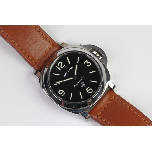 24 - PANERAI LUMINOR BASE LOGO WITH BOX AND RUBBER STRAP PAM00000, circular black dial with applied hour ... 