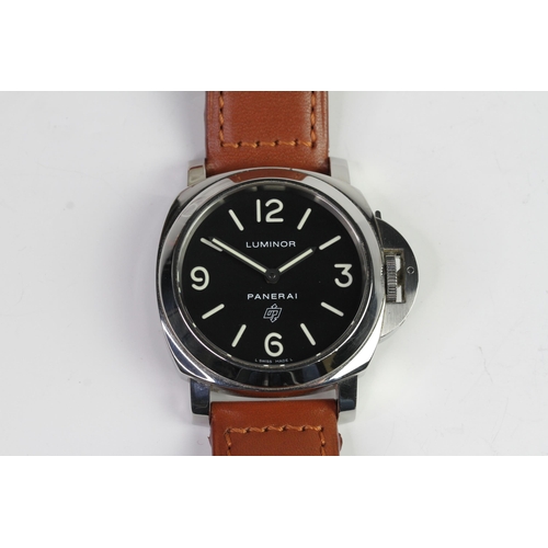 24 - PANERAI LUMINOR BASE LOGO WITH BOX AND RUBBER STRAP PAM00000, circular black dial with applied hour ... 