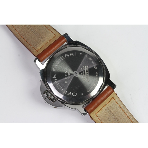 24 - PANERAI LUMINOR BASE LOGO WITH BOX AND RUBBER STRAP PAM00000, circular black dial with applied hour ... 