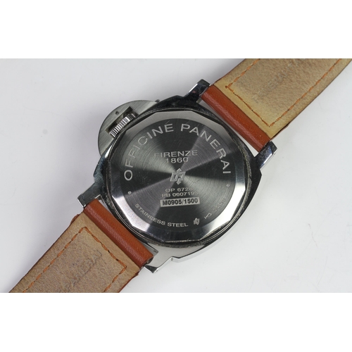 24 - PANERAI LUMINOR BASE LOGO WITH BOX AND RUBBER STRAP PAM00000, circular black dial with applied hour ... 