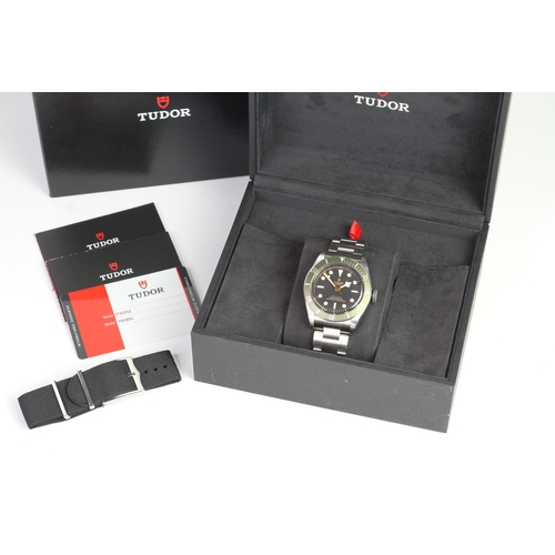 3 - TUDOR BLACK BAY HARRODS LIMITED EDITION FULL SET 2018 WITH STICKERS REFERENCE 79230G,  circular blac... 