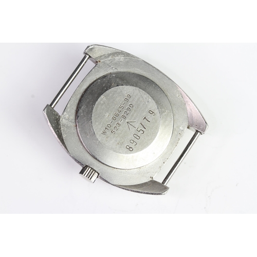 31 - HAMILTON MILITARY W10 WATCH 1979, black dial with Arabic numerals, outer minute track, crows foot an... 