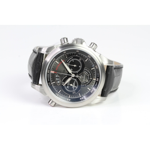 32 - UNWORN OMEGA DE VILLE CHRONOSCOPE CO-AXIAL RATTAPANTE WITH BOX AND PAPERS, STICKERED,  black dial, s... 