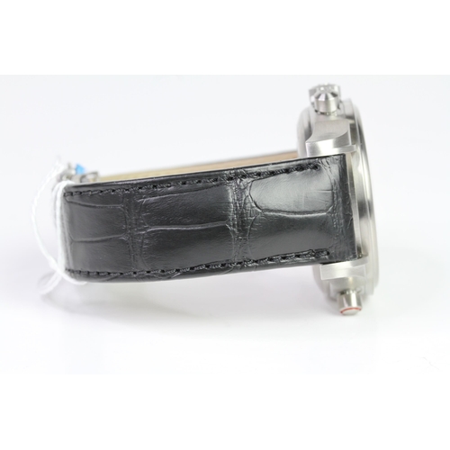 32 - UNWORN OMEGA DE VILLE CHRONOSCOPE CO-AXIAL RATTAPANTE WITH BOX AND PAPERS, STICKERED,  black dial, s... 