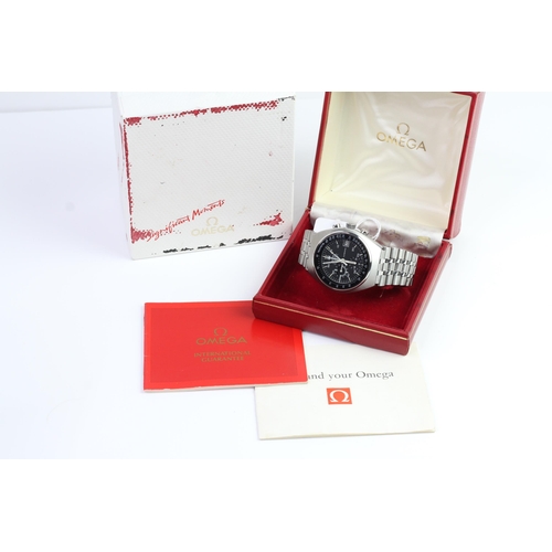49 - VINTAGE OMEGA SPEEDMASTER MKIV REFERENCE 176.009 WITH BOX AND PAPERS,  circular black dial, subsidia... 
