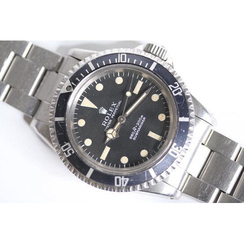 50 - VINTAGE ROLEX SUBMARINER REFERENCE 5513 CIRCA 1971, circular matte black dial with plot hour markers... 