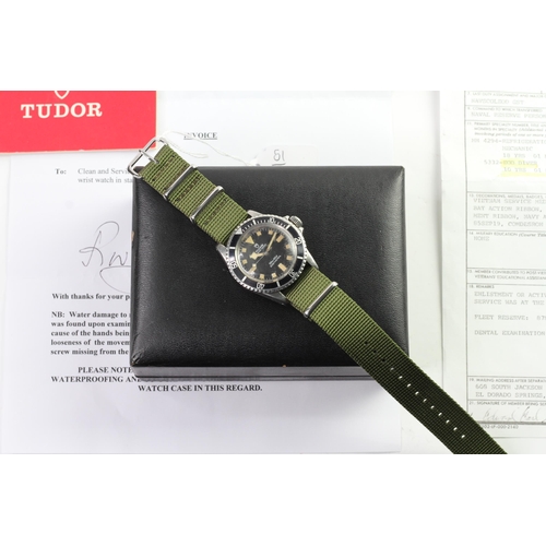 51 - TUDOR SUBMARINER SNOWFLAKE 7016/0 US NAVY DIVER CIRCA 1974, circular gloss black dial with with crea... 