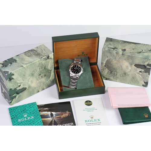 53 - ROLEX EXPLORER II 16550 BOX AND PAPERS 1986, circular gloss black dial with applied cream patina hou... 