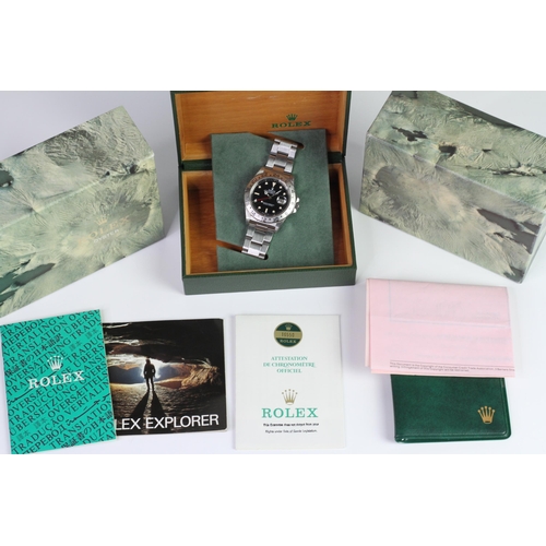 53 - ROLEX EXPLORER II 16550 BOX AND PAPERS 1986, circular gloss black dial with applied cream patina hou... 