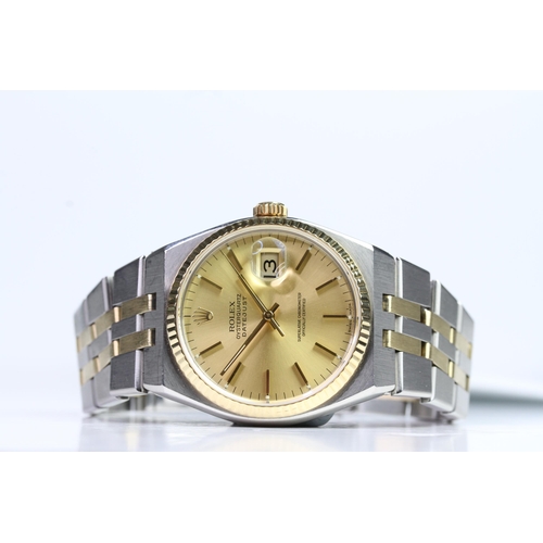 57 - ROLEX DATEJUST OYSTER QUARTZ REFERENCE 17013 CIRCA 1979/80 WITH PAPERS,  champagne dial with baton h... 