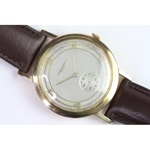 7 - 18CT VINTAGE VACHERON CONSTANTIN MANUAL WIND, circular silver dial with roman numeral hour markers, ... 