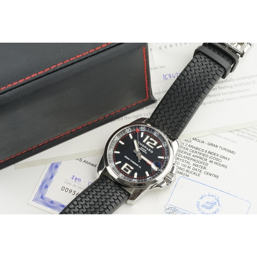 34 - CHOPARD MILLE MIGLIA GRAN TURISMO XL W/ BOX & GUARANTEE REF. 8997, circular black dial with large ho... 