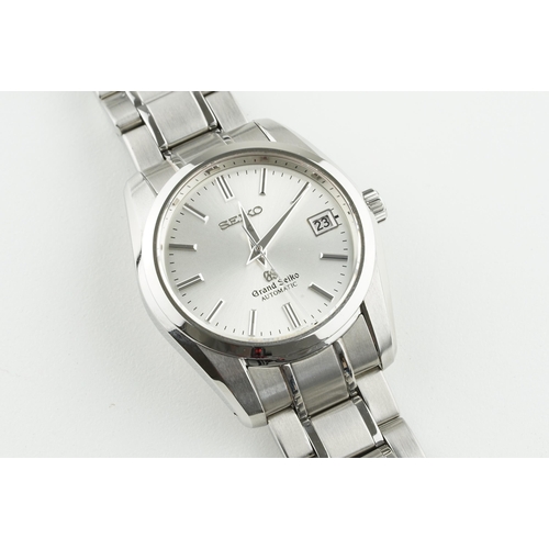 38 - GRAND SEIKO DATE AUTOMATIC FULL SET W/ BOX & GUARANTEE PAPERS REF. SBGR001, circular silver dial wit... 