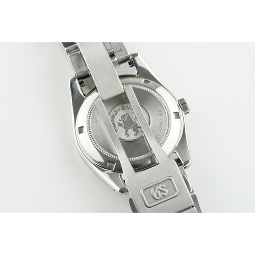 38 - GRAND SEIKO DATE AUTOMATIC FULL SET W/ BOX & GUARANTEE PAPERS REF. SBGR001, circular silver dial wit... 