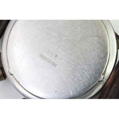 42 - K.M HANHART WW2 GERMAN MILITARY MONOPUSHER CHRONOGRAPH, circular black dial with arabic numeral hour... 