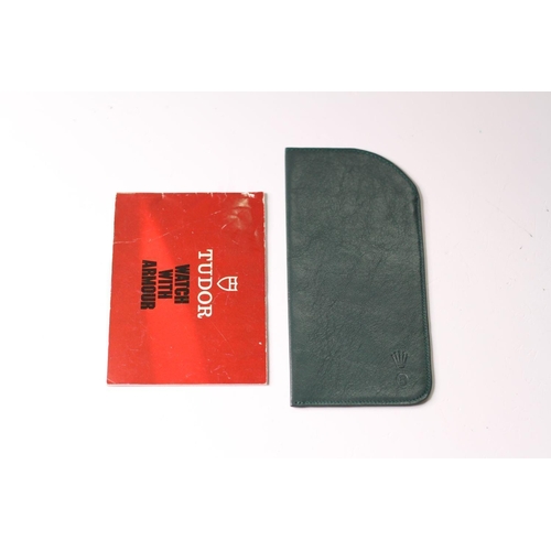 478 - Rolex Leather Slip Case, Coronet and 'R' embossed, Tudor booklet dated 1984