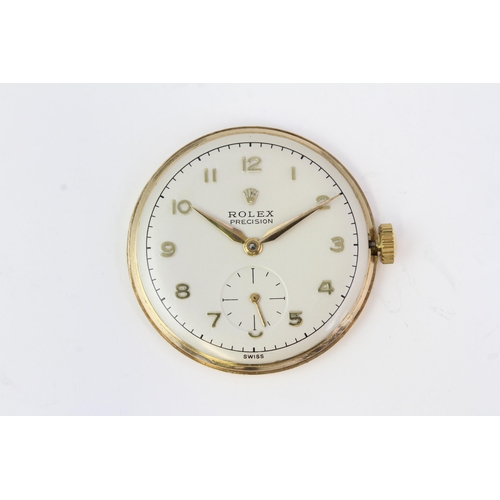 1 - VINTAGE 9CT ROLEX PRECISION REFERENCE 12868 WITH BOX CIRCA 1950's, circular silver dial with applied... 