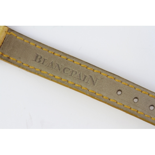104 - 18 CT BLANCPAIN LADYBIRD WRISTWATCH, Mother of Pearl dial with roman numer hour markers. in a 18 ct ... 